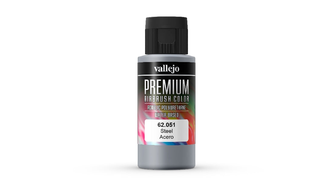 Vallejo Premium Colour Steel 60 ml Acrylic Airbrush Paint 62051