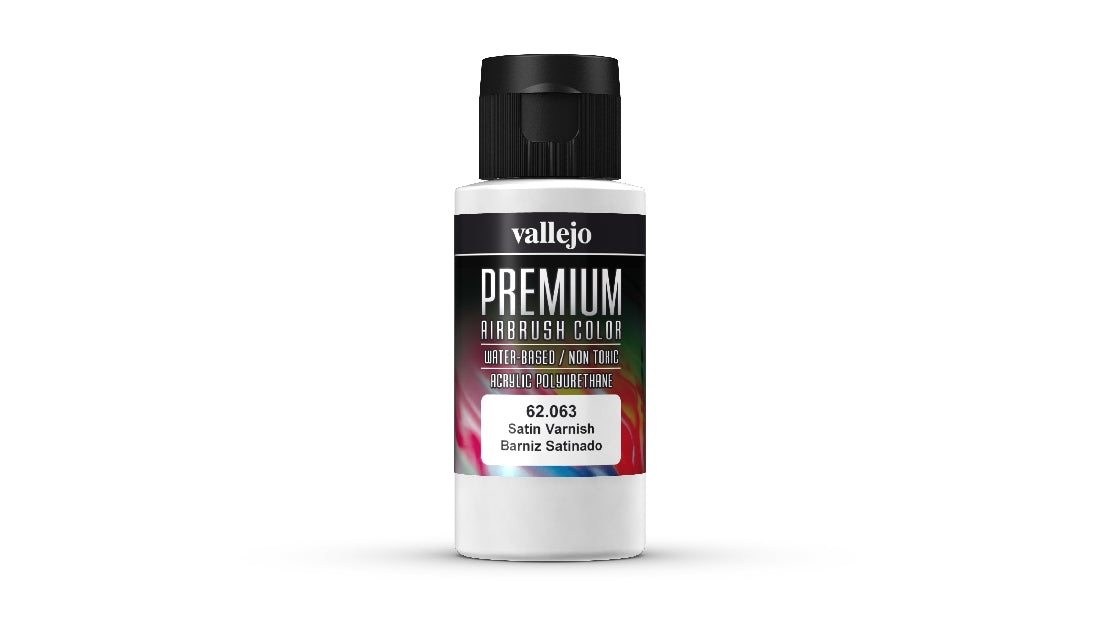 Vallejo Premium Colour Satin Varnish 60 ml Acrylic Airbrush Paint 62063