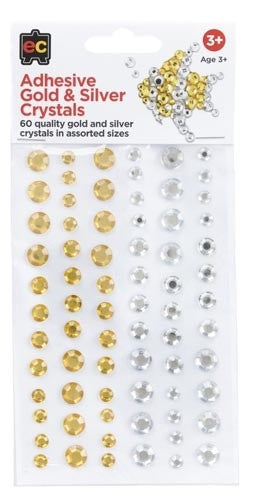 Ec Adhesive Crystals Gold & Silver 60pk