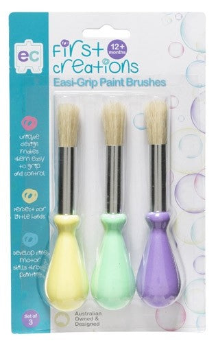 Ec First Creations Easi-grip Paint Brushes 3pk