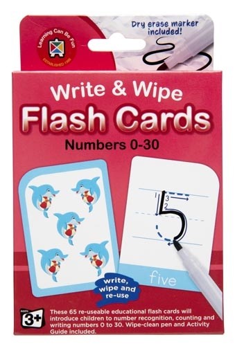 Write & Wipe Flsh Cards Number 0-30 With Marker