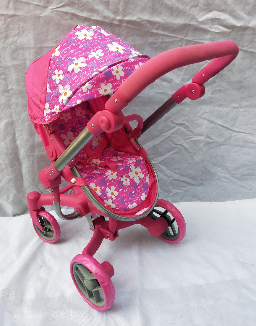 PLAYWORLD DOLL DLX 2IN1 PRAM PINK