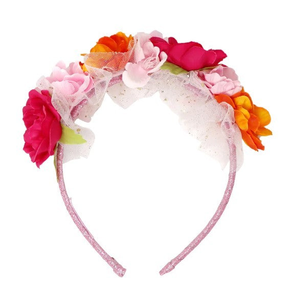 Pink Poppy Rainbow Butterfly Floral Headband