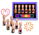 Melissa & Doug Happy Handles Wooden Stamp Set: 6 Stamps and 6-Color Stamp Pad