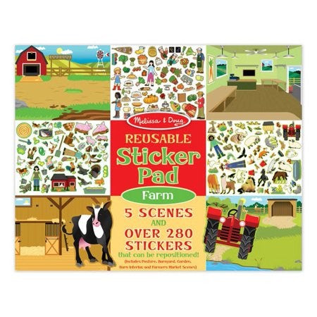 Melissa & Doug Reusable Sticker Pad: Farm - 280+ Stickers  5 Scenes - FSC Certified