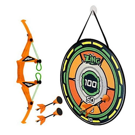 Zing Air Storm Bullz Eye Bow, Includes 1 Bow, 3 Velcro-Tipped Arrows and 1 Target, Safely Shoots Arrows Over 35ft, Short Range Indoor or Outdoor Activ