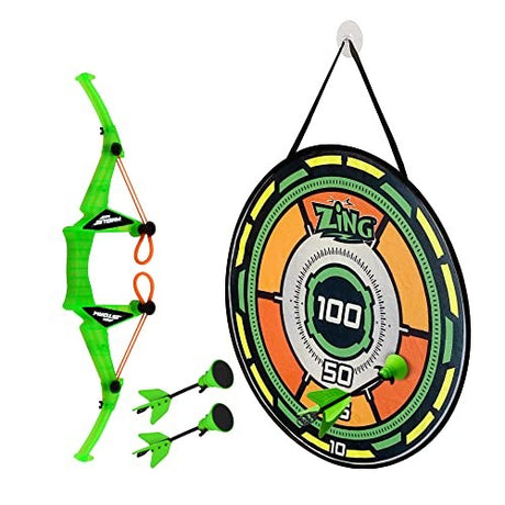 Zing Air Storm Bullz Eye Bow, Includes 1 Bow, 3 Velcro-Tipped Arrows and 1 Target, Safely Shoots Arrows Over 35ft, Short Range Indoor or Outdoor Activ