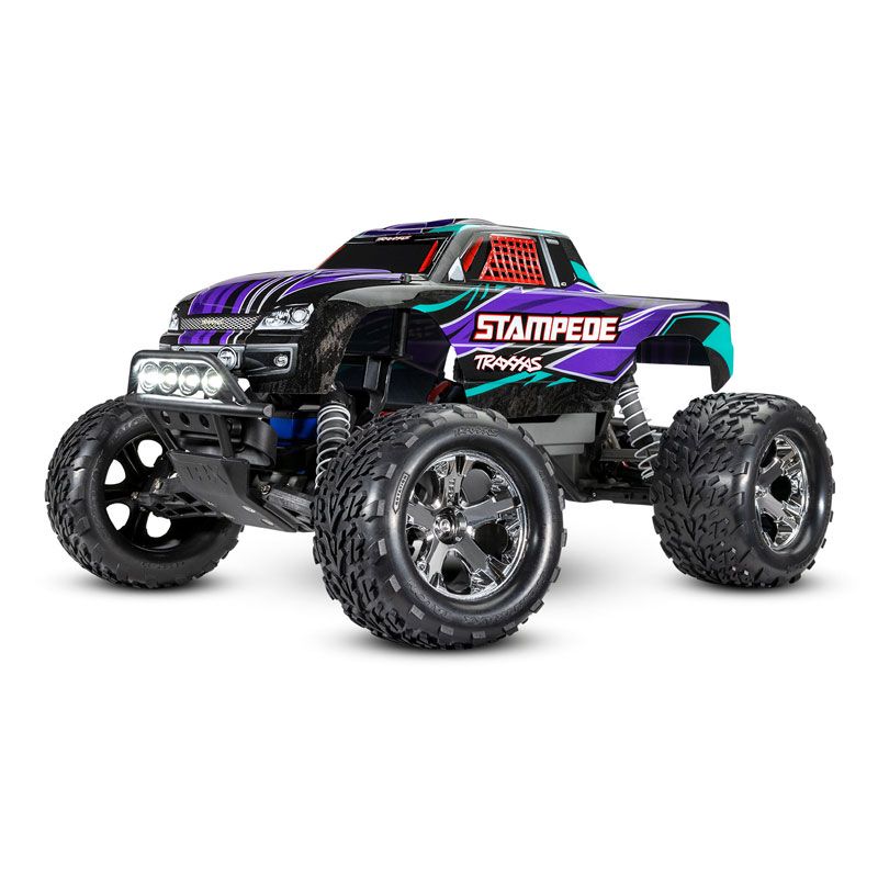 Traxxas Stampede 1/10 RTR Monster Truck LED Lights  TQ 2.4GHz Radio Battery DC Charger - Purple