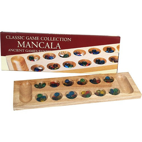 Classic Games Collection Deluxe Wood Mancala With Glass Beads