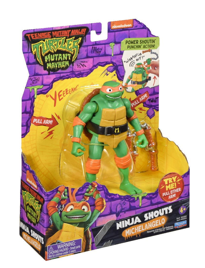 TMNT MUTANT MAYHEM NINJA SHOUTS FIGURES ASST - MICHELANGELO