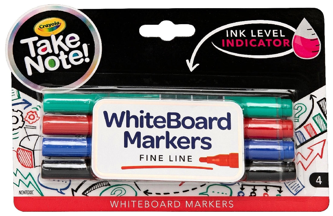 CRAYOLA TAKE NOTE WHITEBOARD MARKERS 4PK