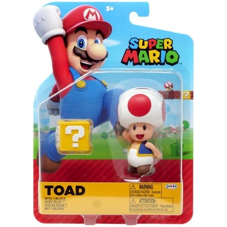 NINTENDO SUPER MARIO 4" FIGURES - TOAD WITH ? BLOCK