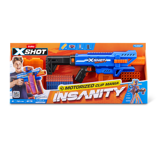 Zuru XSHOT Insanity Motorised Clip Blaster & 72 Darts