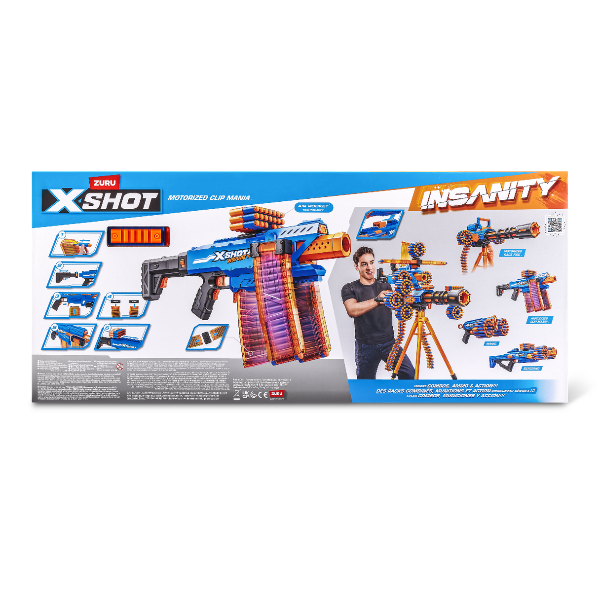 Zuru XSHOT Insanity Motorised Clip Blaster & 72 Darts