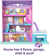 Polly Pocket Pajama Party Sleepover Adventure House 4 Floors 15+ Pieces
