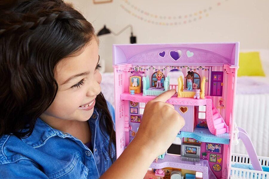 Polly Pocket Pajama Party Sleepover Adventure House 4 Floors 15+ Pieces
