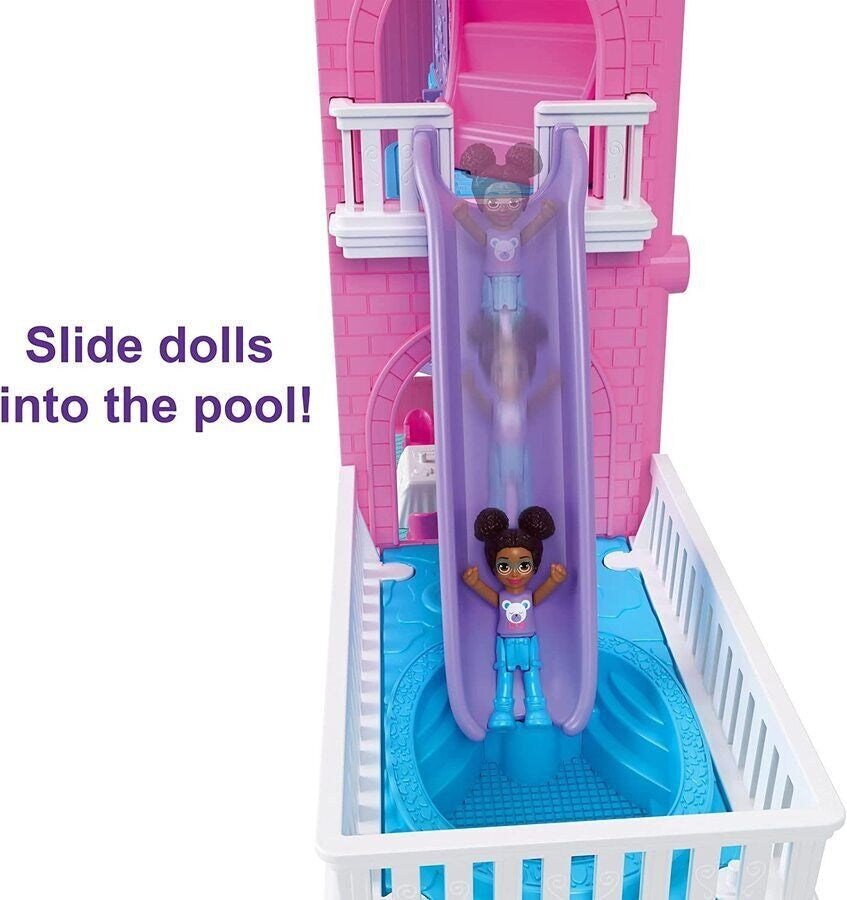 Polly Pocket Pajama Party Sleepover Adventure House 4 Floors 15+ Pieces