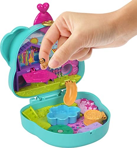 Polly Pocket Doggy Birthday Bash Compact Playset With 2 Micro Dolls & Accessories Travel Toys