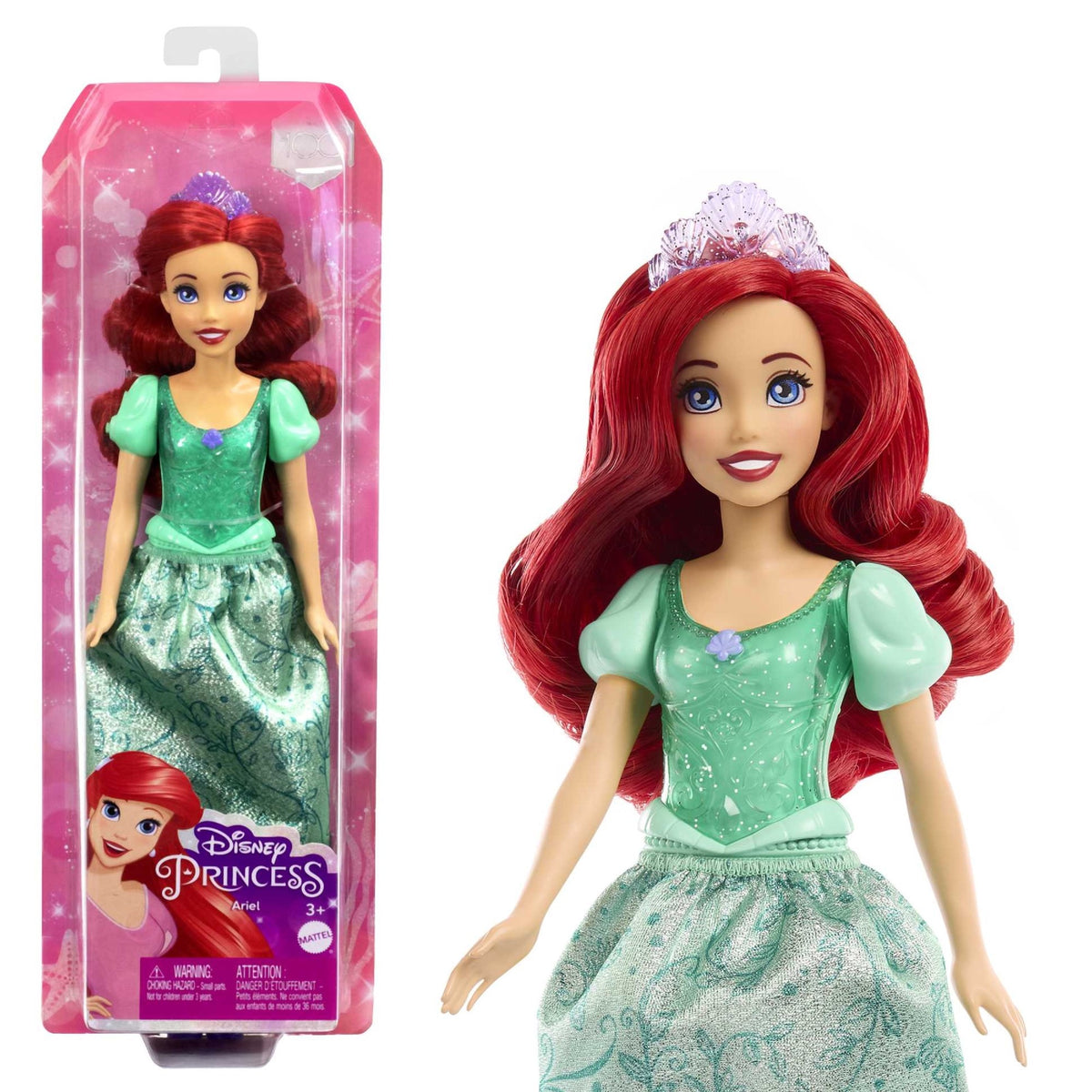 Disney Princess Ariel Fashion Doll With Red Hair Blue Eyes & Tiara Accessory Sparkling Look