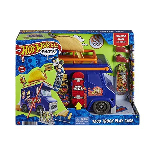 Hot Wheels Skate Taco Truck with 1 Exclusive Fingerboard & Pair of Skate Shoes