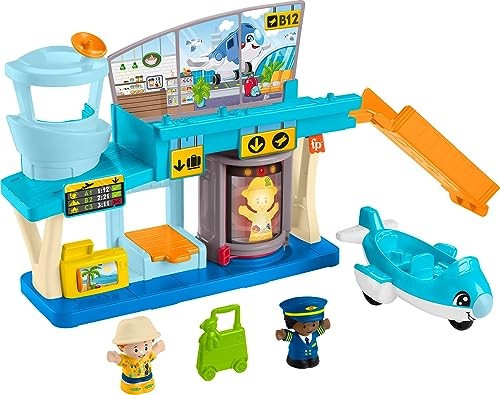 Fisher-Price Little People Everyday Adventures Airport Toddler Playset  Airplane & 3 Play Pieces