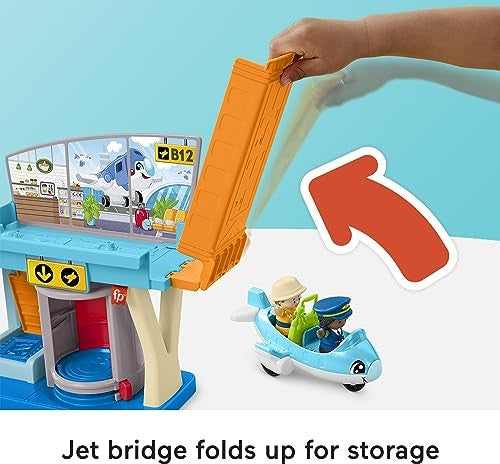 Fisher-Price Little People Everyday Adventures Airport Toddler Playset  Airplane & 3 Play Pieces