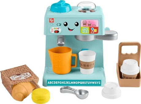 Fisher-Price Laugh Learn Learn Serve Coffee Cafe Toddler Electronic Toy, 10 Play Pieces - Multi-Color