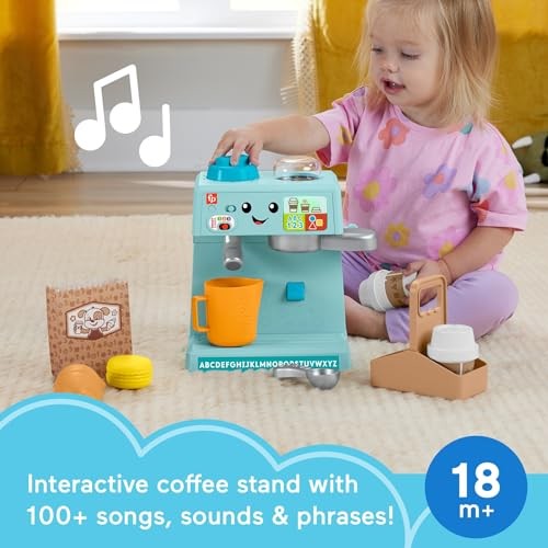 Fisher-Price Laugh Learn Learn Serve Coffee Cafe Toddler Electronic Toy, 10 Play Pieces - Multi-Color