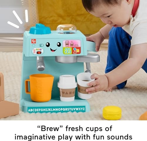 Fisher-Price Laugh Learn Learn Serve Coffee Cafe Toddler Electronic Toy, 10 Play Pieces - Multi-Color