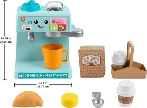 Fisher-Price Laugh Learn Learn Serve Coffee Cafe Toddler Electronic Toy, 10 Play Pieces - Multi-Color