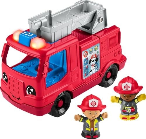 Fisher-Price Little People Fire Truck Musical Toddler Toy with Lights Sounds 2 Figures - Multi-Color