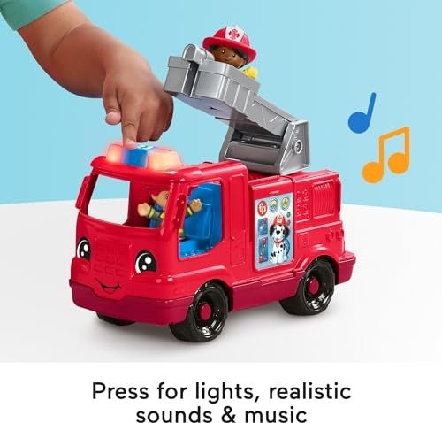 Fisher-Price Little People Fire Truck Musical Toddler Toy with Lights Sounds 2 Figures - Multi-Color