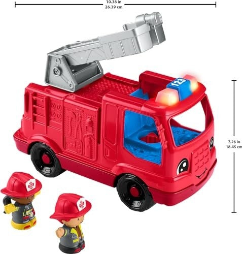 Fisher-Price Little People Fire Truck Musical Toddler Toy with Lights Sounds 2 Figures - Multi-Color