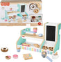 Fisher-Price Wood Pretend Play Coffee Shop & Toy Register, 20-Piece Wooden Food Playset for Preschool Kids Ages 3+ Years