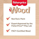 Fisher-Price Wood Pretend Play Coffee Shop & Toy Register, 20-Piece Wooden Food Playset for Preschool Kids Ages 3+ Years