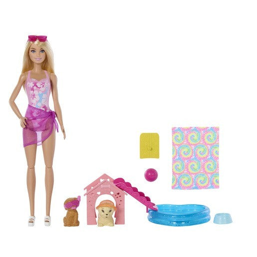Barbie Puppy Pool Party Aloha Blonde Playset