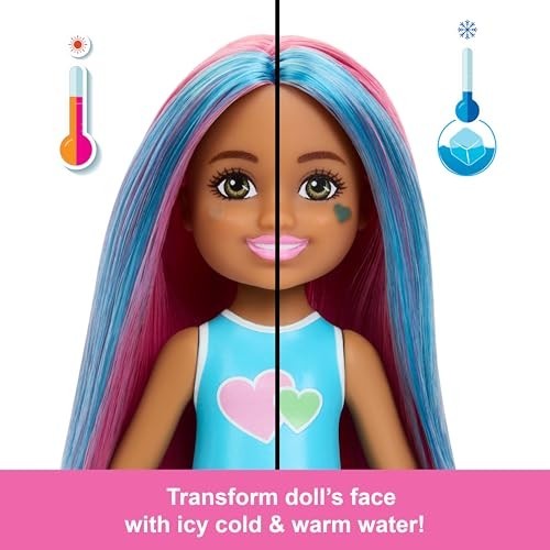 Barbie Chelsea Pop Reveal Doll Set, Shakes Series With 5 Surprises Including Scented Small Doll, Pop-it Pet & Color Change (styles May Vary)