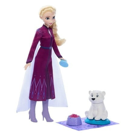 Disney Frozen Elsa Fashion Doll & Polar Bear Cub Figure with 4 Nurturing Accessories