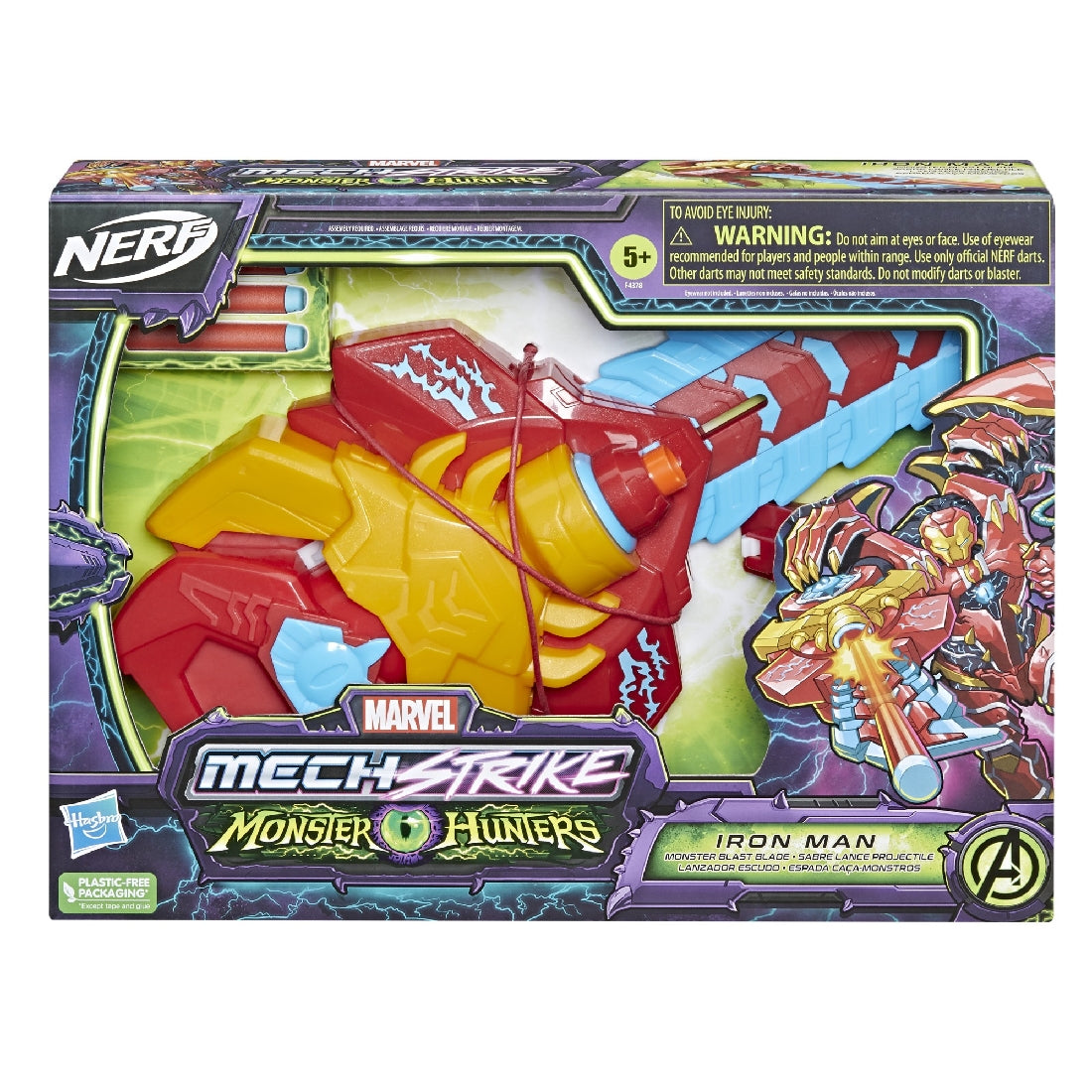 Marvel Avengers Mech Strike Monster Hunters Iron Man Monster Blast Blade Roleplay Toy Toys for Kids Ages 5 and up