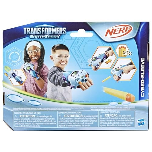 Transformers EarthSpark Cyber-Sleeve Battle Blaster with 3 Nerf Darts and Cyber-Sword