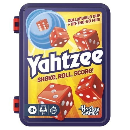 Yahtzee Dice Game with Collapsible Cup & Storage Case  Family Games for 2+ Players  8+