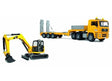 Bruder Commercial Man Tga Low Loader With Cat Mini Excavator - Yellow Ltd Edition