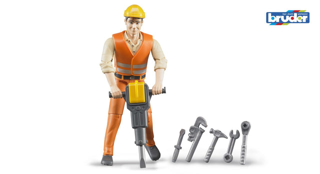 BRUDER CONSTRUCTION WORKER WITH ACCESSORIES