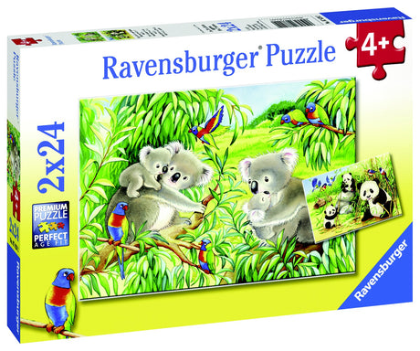 RAVENSBURGER- SWEET KOALAS AND PANDAS PUZZLE 2X24PC