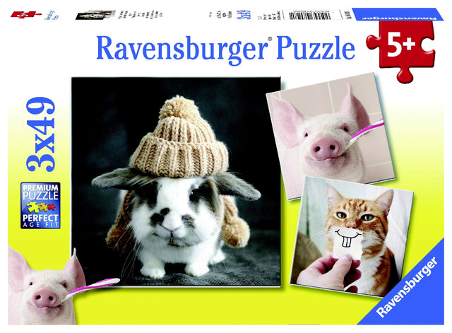 RAVENSBURGER FUNNY ANIMAL PORTRAITS 3x49PC