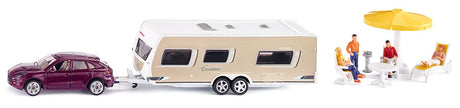 SIKU - 1/55 Porsche Car with Caravan 