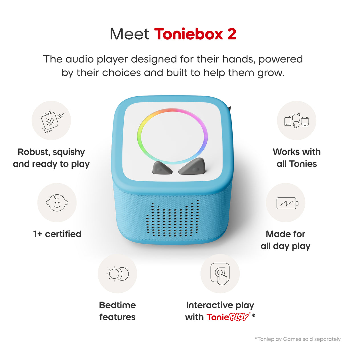 Tonies® Toniebox 2 Starter Set with Creative Tonie Rubie - Sky Blue