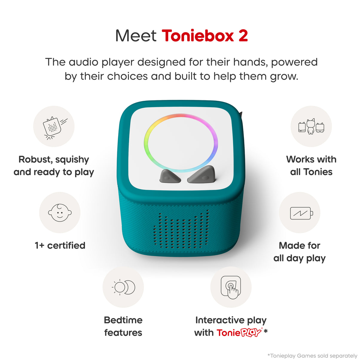Tonies® Toniebox 2 Starter Set with Creative Tonie Rubie - Tropical Teal