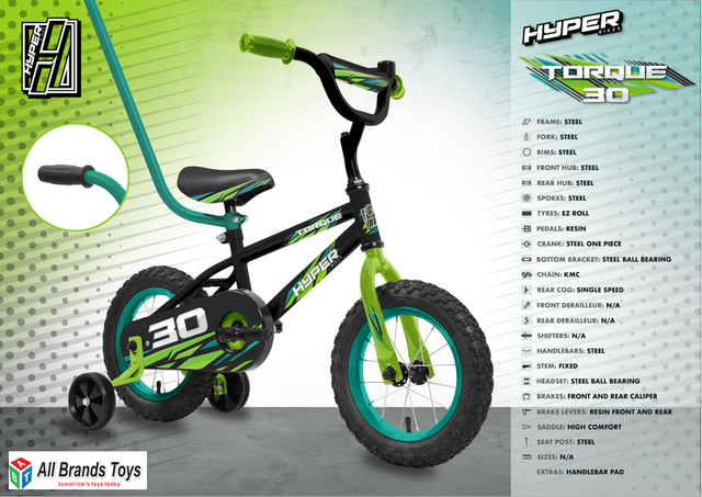 Hyper 30cm Bike with Handle Torque Super Toys and Hobbies