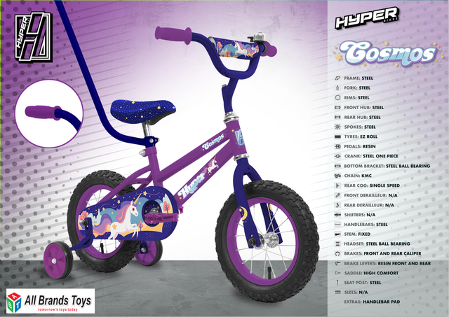 Hyper 30cm Bike with Handle-Cosmos